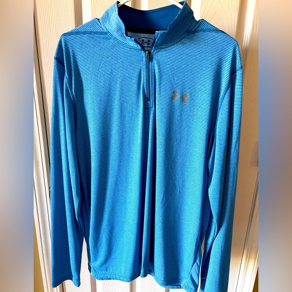 Blue striped Under Armour pullover with zipper. Like new! - Picture 1 of 3